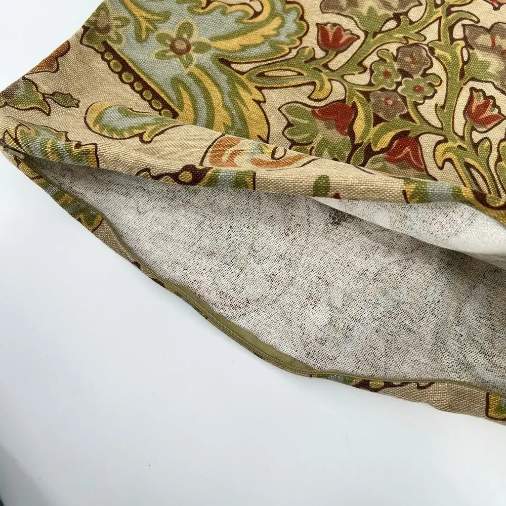 Pottery Barn Simone Paisley Linen Cotton Pillow Covers 20x20 Square Floral Zip 2